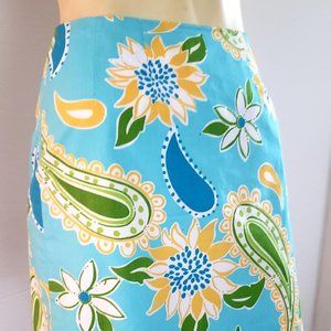 Lilly Pulitzer skirt sz 0 turquoise floral cotton